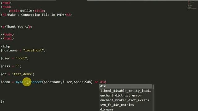 Create a Mysql Connection Using php Script смотреть онлайн