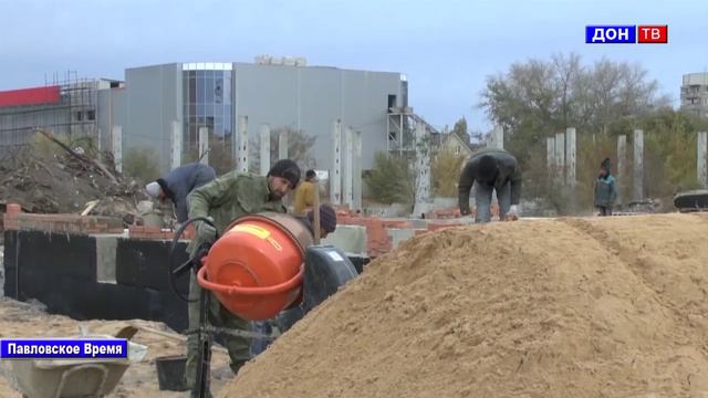 Закладка камня детсада на 180 мест. г. Павловск Воронежской обл смотреть онлайн