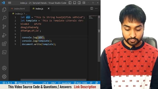 Template Literals In Javascript | Javascript Tutorial In Hindi #21 смотреть онлайн