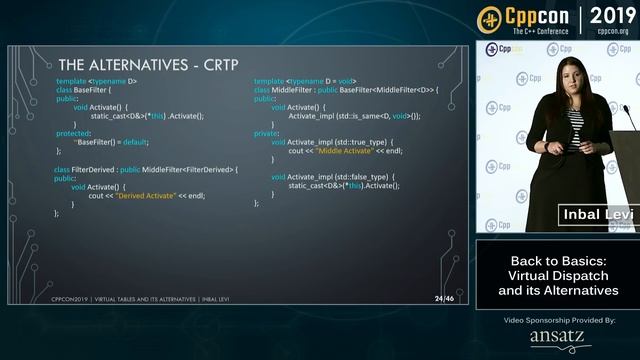 Back to Basics: Virtual Dispatch and its Alternatives - Inbal Levi - CppCon 2019 смотреть онлайн