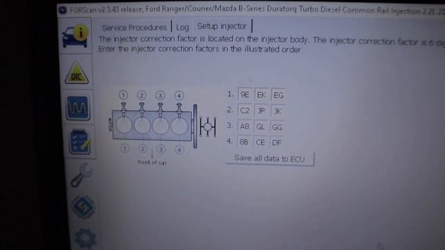 Ford Ranger Injector Coding Using Forscan