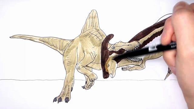 Hot to Draw Spinosaur Eating Parasaurolophus - Drawing and Coloring Dinosaurs for Children смотреть онлайн