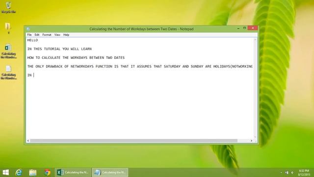 Excel 2013 Tutorial - How to Calculate the Number of Workdays between Two Dates смотреть онлайн