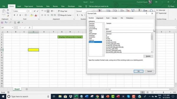 Display milliseconds in Excel