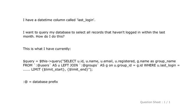 MySQL : MySQL Where date is greater than one month? смотреть онлайн
