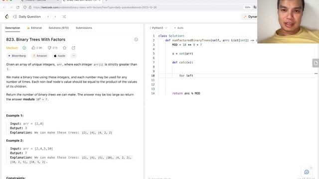 823. Binary Trees With Factors - Day 26/31 Leetcode October Challenge смотреть онлайн