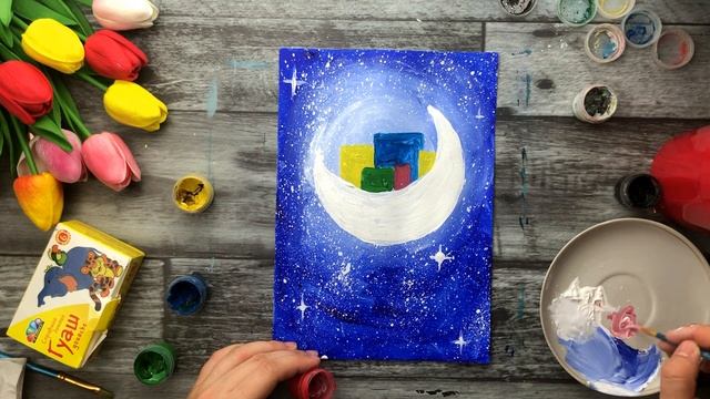 ДЕТСКИЙ РИСУНОК ГУАШЬЮ• Рисуем город на луне смотреть онлайн