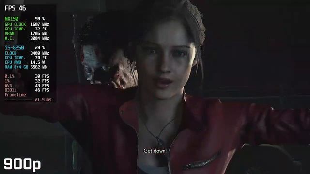 RESIDENT EVIL 2 | 1080p 900p 720p | GeForce MX150 | i5 8250U смотреть онлайн
