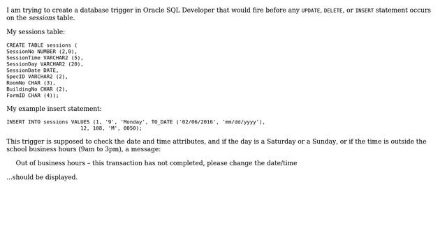 Databases: Oracle Triggers - before any UPDATE or DELETE or INSERT смотреть онлайн