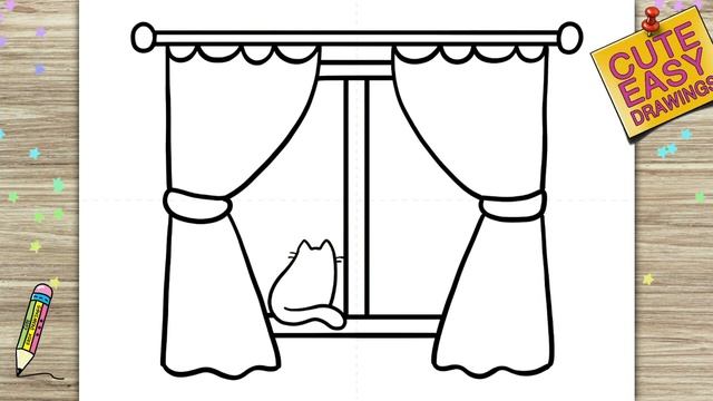 Как нарисовать кошку, сидящую на окне. смотреть онлайн