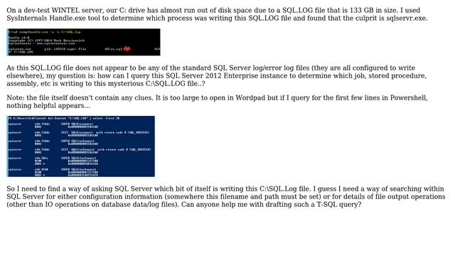 Databases: Why is our SQL Server instance writing a mystery text file to our C: drive? смотреть онлайн