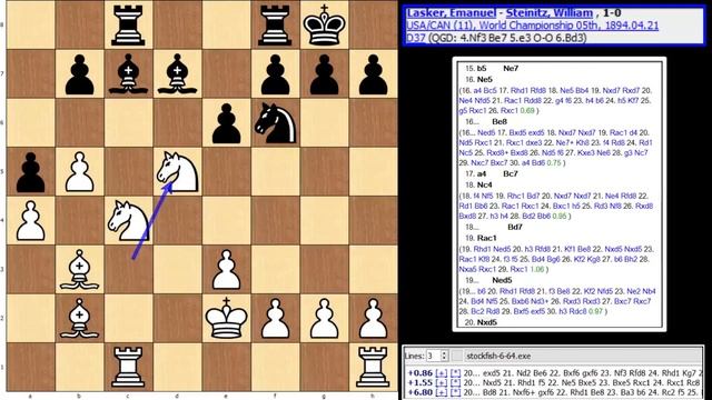 World Championship 1894-Game 11-Lasker,Emanuel-Steinitz,William смотреть онлайн
