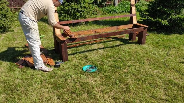 Скамейка со спинкой своими руками.Сделано в деревне! смотреть онлайн