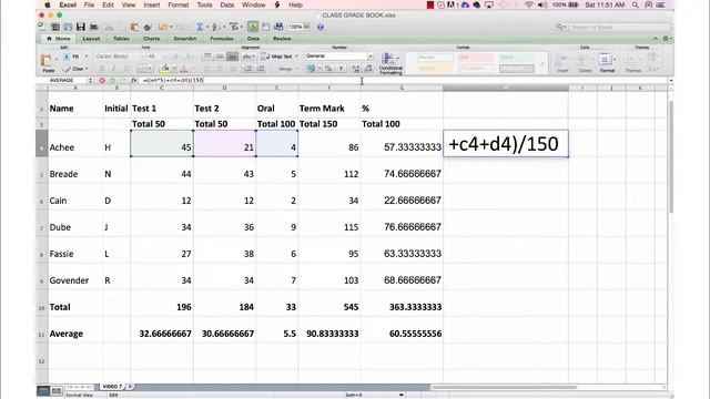 How to create a class grade book in MS Excel - PART 7 смотреть онлайн
