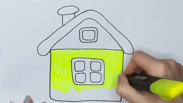 КАК НАРИСОВАТЬ ДОМ ЛЕГКО ДЛЯ ДЕТЕЙ | Раскраска домик! How to Draw a House for Kids step by step смотреть онлайн