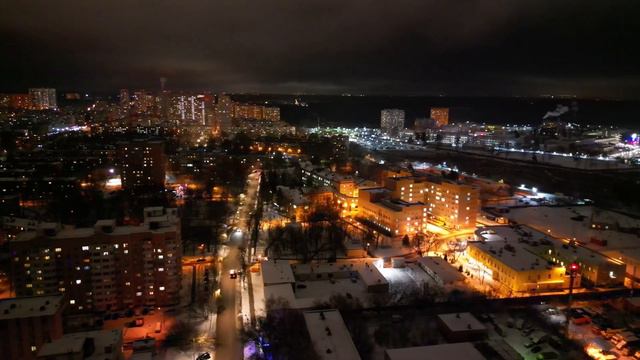 Ночная съёмка на DJI mini 3 pro. Зима в Подмосковье. смотреть онлайн