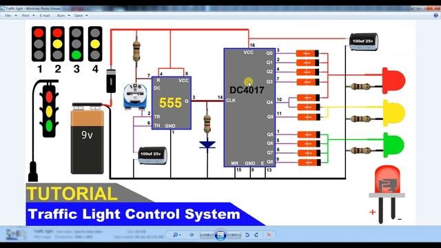 Traffic Light control system using 555 timer and cd4017 смотреть онлайн