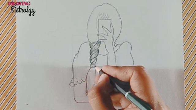 Hidden face-pencil sketch||How to draw a girl taking a selfie||Drawing tutorial смотреть онлайн