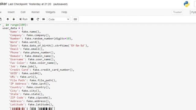 Generating dummy dataset in python using Faker смотреть онлайн