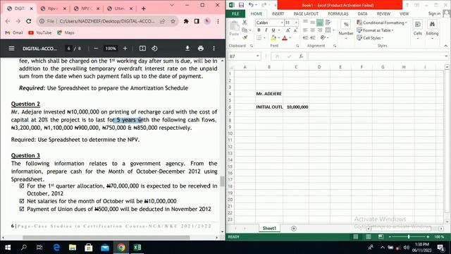 NPV computation using excel spreadsheet смотреть онлайн