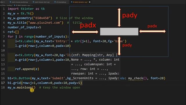 Tkinter dynamically creating and validating Entry and Label widgets on user inputs and messaging смотреть онлайн
