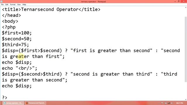 PHP Tutorial : How to Simplify program code using Ternary Operator or Conditional Operator in php смотреть онлайн