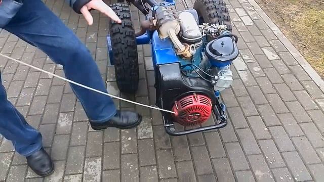 Мотоблок МТЗ 12 Запуск, двигатель УД 25, стартер от хонда смотреть онлайн