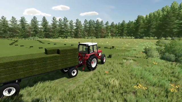 Baling 630 small bales and transporting to Farm with small tractors | Farming Simulator 22 смотреть онлайн