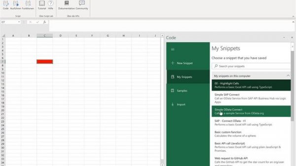 Extending Microsoft Excel with Script Lab to SAP