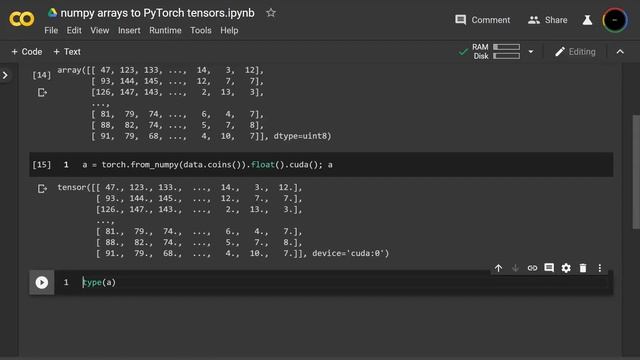 convert numpy arrays to PyTorch tensors смотреть онлайн