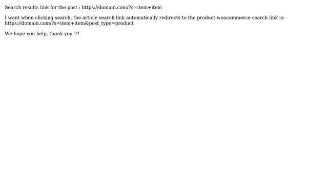 Wordpress: I wan redirect link post search to search product woocommerce? смотреть онлайн