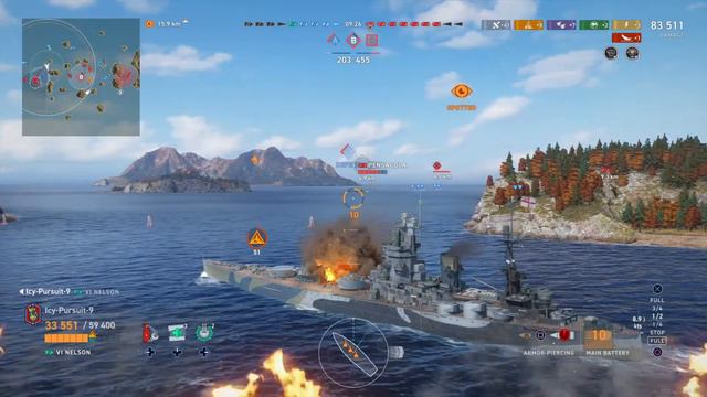 Nelson | 163K damage | world of warships legends | holding the side. смотреть онлайн