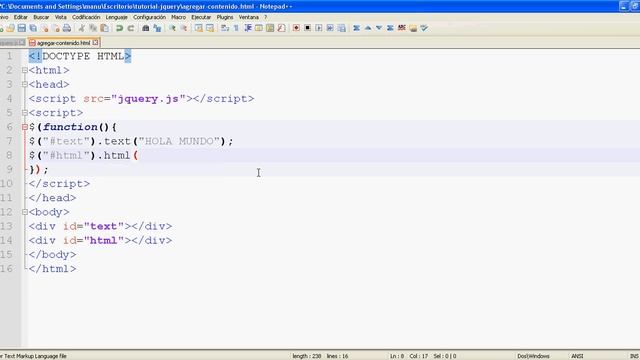 Tutorial jQuery 1 - Agregar contenido (text, html, append, prepend, val) смотреть онлайн