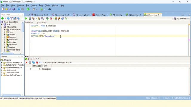 Oracle SQL-Having clause Concept and Practical Execution/Learn For Grow/Concept#16 смотреть онлайн