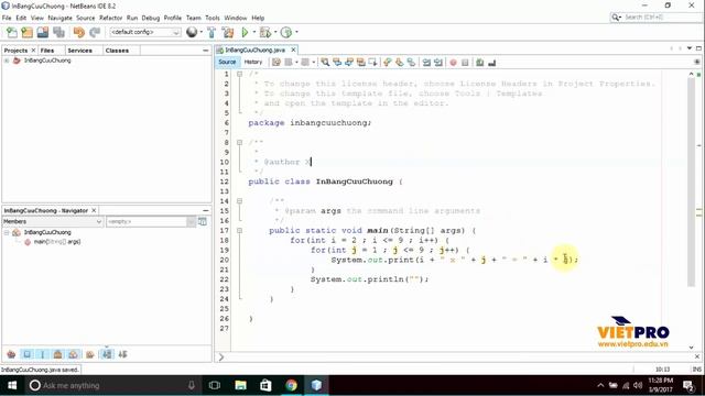 BÀI TẬP LẬP TRÌNH JAVA 4.1- IN BẢNG CỬU CHƯƠNG смотреть онлайн