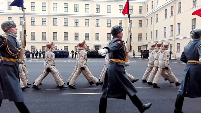 Репетиция торжественной передачи Боевого знамени Западному военному округу. ЮНАРМИЯ СПб. смотреть онлайн