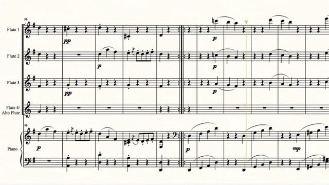 Symphony no 40 3rd mov, arranged for 4 flutes and piano by W A Mozart смотреть онлайн