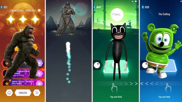 Godzilla -King Kong -Cartoon Cat -Gummy Bear — Tiles Hop EDM Rush смотреть онлайн