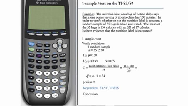 One-Sample t-Test for TI-83 & TI-84 смотреть онлайн
