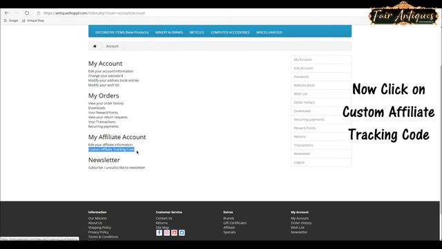 Affiliate Tutorial How to Choose a Specific Product to Share Fair Antiques Shop смотреть онлайн