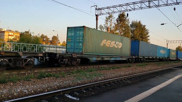 ВЛ80с-997 с контейнерным поездом следует по перегону Дербышки - Кендери смотреть онлайн