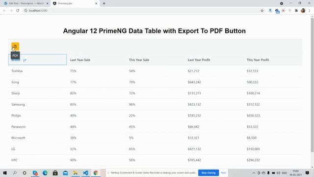 Angular 12 PrimeNG Data Table with Export to PDF Functionality смотреть онлайн