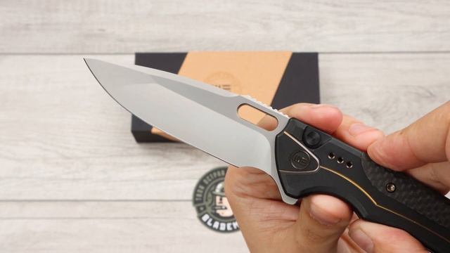 Нож WE Knife Exciton, CPM 20CV, Titanium/Twill Carbon Fiber Black. LIMITED EDITION