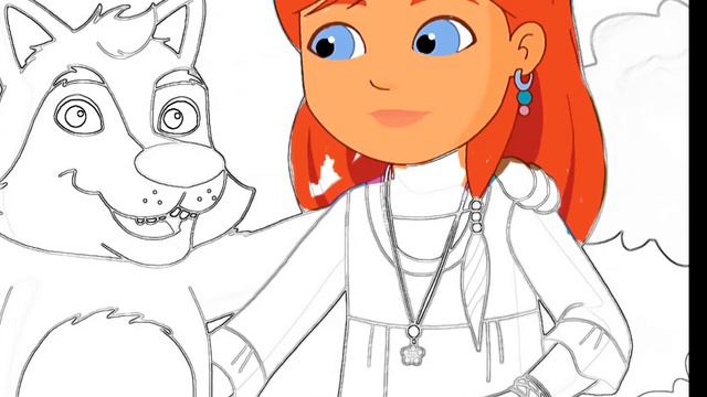 Раскрашиваем Даша Путешественница и Добрый Волк Волшебная Раскраска для детей смотреть онлайн