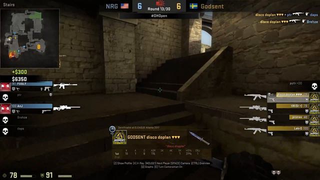 CSGO: POV GODSENT disco doplan vs NRG (27/16) cobblestone @ DreamHack Open Atlanta 2017 смотреть онлайн