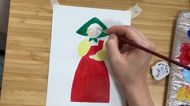 Простой рисунок для детей русский народный костюм • Easy painting Russian folk costume смотреть онлайн