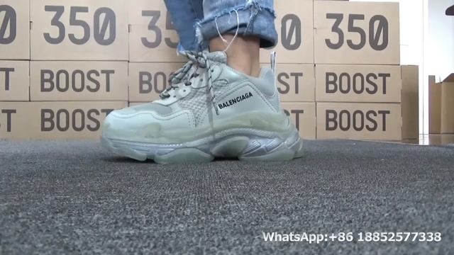 On Feet Balenciaga Triple-s Green White Black Grey смотреть онлайн