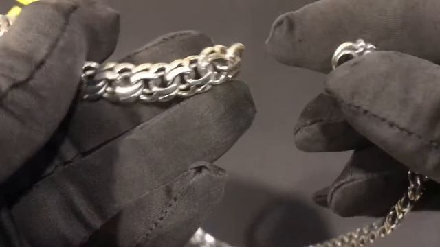 арт. А0002 Цепь из серебра 925 Бисмарк, 60 см, с карабином (орёл), с чернением. смотреть онлайн