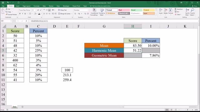 Arithmetic, Harmonic, and Geometric Means in Excel смотреть онлайн