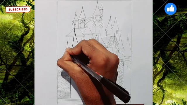 Disney castle sketch Drawing|| Pen and pencil art work step by step смотреть онлайн